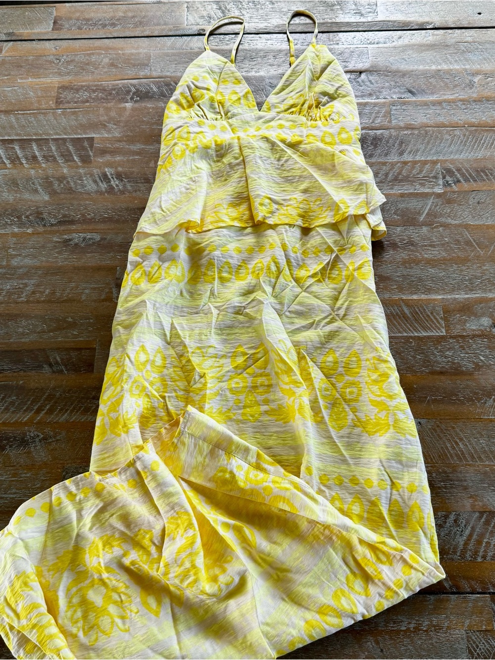 Yellow Maxi Sundress with Tiered Bodice
